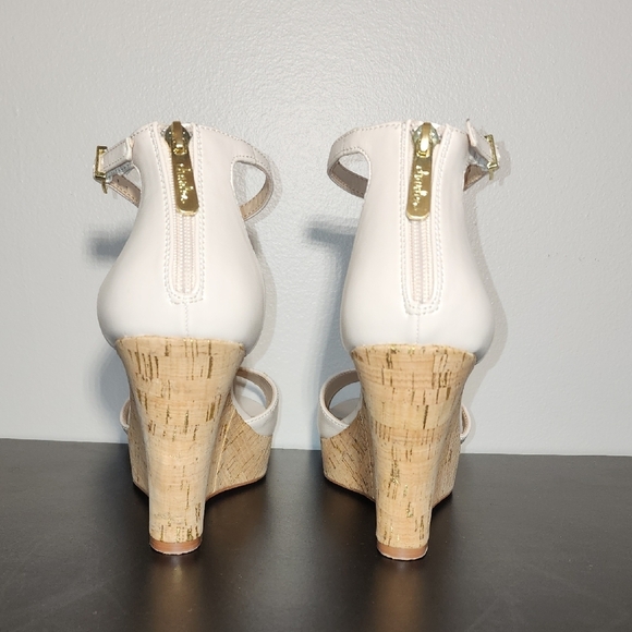 Charles By Charles David Cream Wedge Sandals with Ankle Strap - Picture 2 of 9